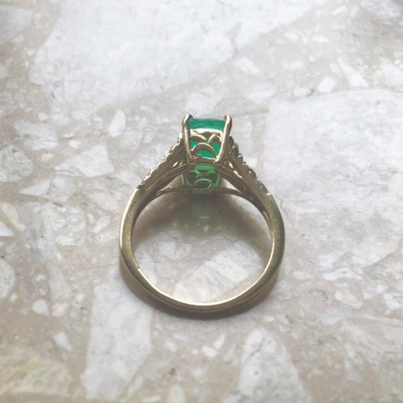 Emerald Cut Emerald Diamond Yellow Gold Ring